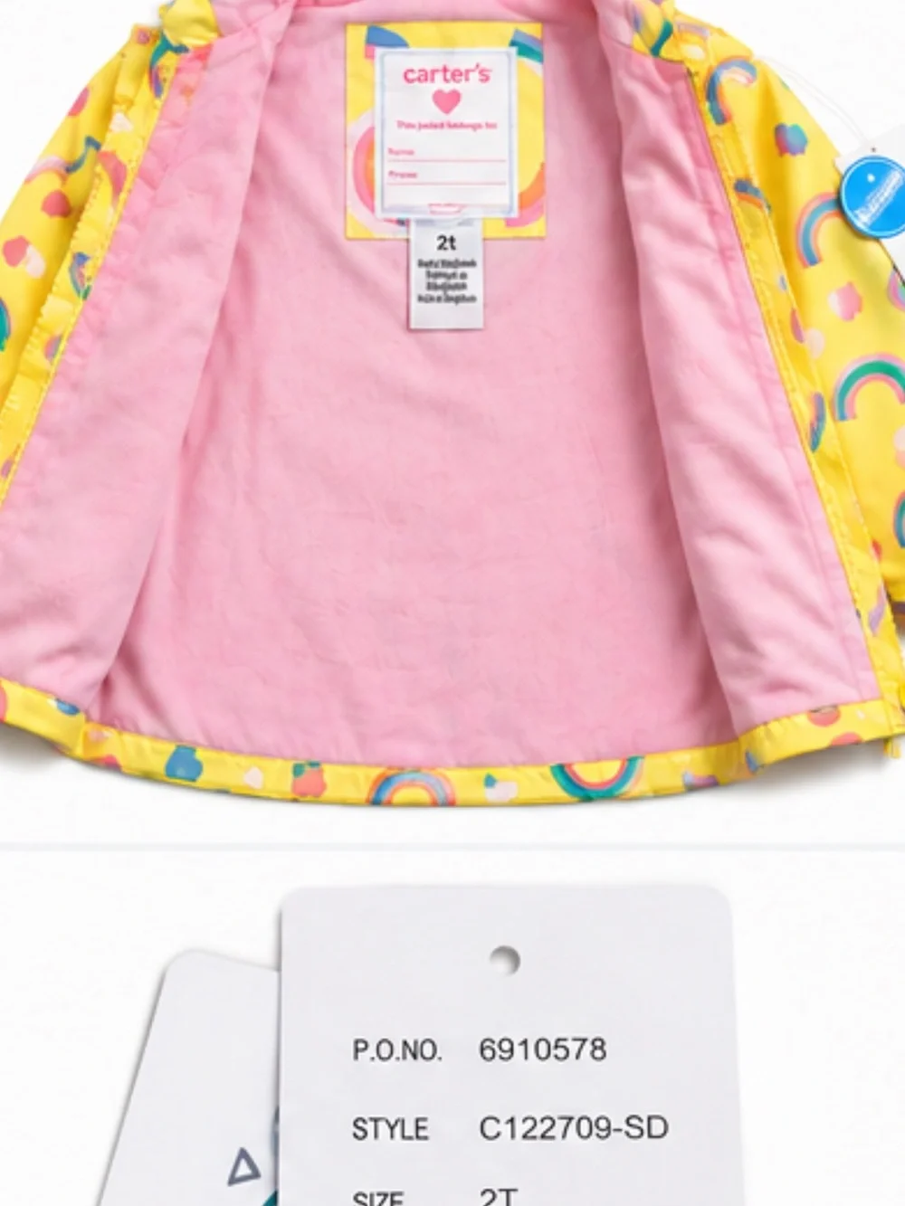 Carter's Pink and Yellow Rainbow Print Lined Jacket